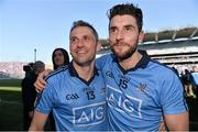 27 April 2014; Alan Brogan, left, Dublin, celebrates with his brother Bernard at the end of the game. Allianz Football League Division 1 Final, Dublin v Derry, Croke Park, Dublin. Picture credit: David Maher / SPORTSFILE