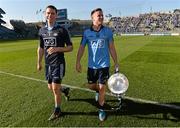 27 April 2014; Stephen Cluxton and Davy Byrne, Dublin, celebrate at the end of the game. Allianz Football League Division 1 Final, Dublin v Derry, Croke Park, Dublin. Picture credit: David Maher / SPORTSFILE
