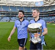 27 April 2014; The Brogan brothers Bernard and Alan celebrate with the cup after the game. Allianz Football League Division 1 Final, Dublin v Derry, Croke Park, Dublin. Picture credit: Ray McManus / SPORTSFILE
