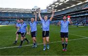 27 April 2014; Dublin players, Darragh Nelson, Bernard and Alan Brogan, Paul Flynn and Cian O'Sullivan, celebrate with the cup after the game. Allianz Football League Division 1 Final, Dublin v Derry, Croke Park, Dublin. Picture credit: Ray McManus / SPORTSFILE