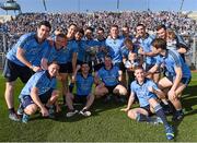27 April 2014; Dublin players celebrate, with the cup, in front of Hill 16 after the game. Allianz Football League Division 1 Final, Dublin v Derry, Croke Park, Dublin. Picture credit: Ray McManus / SPORTSFILE