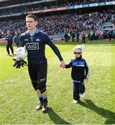 27 April 2014; The Dublin captain Stephen Cluxton with six year old Darragh Oaks, from Finglas, Dublin, before the game. Allianz Football League Division 1 Final, Dublin v Derry, Croke Park, Dublin. Picture credit: Ray McManus / SPORTSFILE