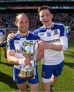27 April 2014; Monaghan captain Conor McManus and Stephen Golloghy with the cup after the game. Allianz Football League Division 2 Final, Donegal v Monaghan, Croke Park, Dublin. Picture credit: Ray McManus / SPORTSFILE