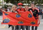 27 April 2014; Munster supporters, from left to right, Grace O'Mahony, William O'Mahony, Fiona O'Mahony, and Cian O'Mahony, from Bennettsbridge, Co. Kilkenny, ahead of the game. Heineken Cup, Semi-Final, Toulon v Munster. Stade Vélodrome, Marseille, France. Picture credit: Diarmuid Greene / SPORTSFILE