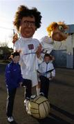 20 November 2005; Salthill-Knocknacarra supporters Eoin Hughes, left and Shane Fahy with two AIB 'Giant fans' before the game. AIB Connacht Club Senior Football Championship Final, Salthill-Knocknacarra v St. Brigids, Pearse Stadium, Galway. Picture credit: Damien Eagers / SPORTSFILE