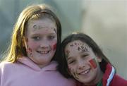 20 November 2005; St Brigids supporters Amy Ryan, left and Nicole Nestor who had their faces painted before the game. AIB Connacht Club Senior Football Championship Final, Salthill-Knocknacarra v St. Brigids, Pearse Stadium, Galway. Picture credit: Damien Eagers / SPORTSFILE