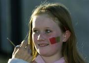 20 November 2005; St Brigid's supporter Amy Ryan has her face painted before the game, Connacht Club Senior Football Championship Final, Salthill-Knocknacarra v St. Brigids, Pearse Stadium, Galway. Picture credit: Damien Eagers / SPORTSFILE