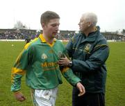 12 February 2006; Meath manager Eamonn Barry with Niall McLoughlin at the end of the game. Allianz National Football League, Division 1B, Round 2, Meath v Armagh, Pairc Tailteann, Navan, Co. Meath. Picture credit: Ray McManus / SPORTSFILE