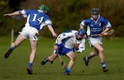 14 February 2006; Eamonn Clarke, DIT, in action against Eoin Maher, left, and Alan Kelly, Garda College. Datapac Fitzgibbon Cup, First Round, DIT v Garda College, St. Brendan's Hospital, Grangegorman, Dublin. Picture credit: Brian Lawless / SPORTSFILE