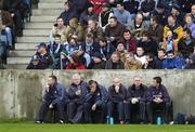 12 February 2006; The Dublin management team of, from left, Brian Talty, selector, Dave Billings, selector, Paul Caffrey, manager, Paul Clarke, selector, Gerry McElvaney, Team Doctor, and John Murphy, Chartered Physiotherapist, during the second half. Allianz National Football League, Division 1A, Round 2, Dublin v Monaghan, Parnell Park, Dublin. Picture credit: Brian Lawless / SPORTSFILE