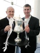 15 February 2006; Linfield assistant manager Alfie Whylie with Derry City manager Stephen Kenny at the launch of the 2006 Setanta Sports Cup. Waterfront Hall, Belfast. Picture credit: Oliver McVeigh / SPORTSFILE