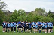 28 April 2014; Leinster squad gathers in a huddle during squad training ahead of their Celtic League 2013/14, Round 21, game against Ulster on Friday. Leinster Rugby Squad Training, Rosemount, UCD, Belfield, Dublin. Picture credit: Ramsey Cardy / SPORTSFILE