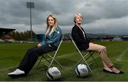 28 April 2014; Republic of Ireland Senior Women's team manager Sue Ronan with Julie Ann Russell before a press conference ahead of their FIFA Women's World Cup Qualifier game against Russia on Wednesday the 7th of May. Republic of Ireland Women's Squad Press Conference, Tallaght Stadium, Tallaght, Dublin. Picture credit: David Maher / SPORTSFILE