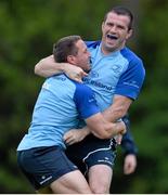 28 April 2014; Leinster's Isaac Boss, left, and Shane Jennings in action during squad training ahead of their Celtic League 2013/14, Round 21, game against Ulster on Friday. Leinster Rugby Squad Training, Rosemount, UCD, Belfield, Dublin. Picture credit: Ramsey Cardy / SPORTSFILE