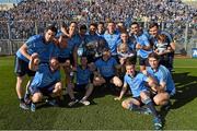 27 April 2014; Dublin players celebrate, with the cup, infront of Hill 16 after the game. Allianz Football League Division 1 Final, Dublin v Derry, Croke Park, Dublin. Picture credit: Ray McManus / SPORTSFILE
