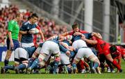 27 April 2014; A view of a scrum during the game as Munster's Conor Murray prepares to put in. Heineken Cup, Semi-Final, Toulon v Munster. Stade Vélodrome, Marseille, France. Picture credit: Roberto Bregani / SPORTSFILE
