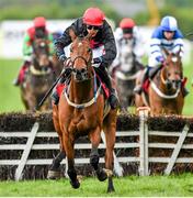 30 April 2014; Le Vent D'Antan, with Davy Russell up, on their way to winning the Louis Fitzgerald Hotel Hurdle after jumping the last. Punchestown Racecourse, Punchestown, Co. Kildare. Picture credit: Matt Browne / SPORTSFILE