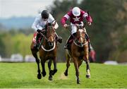 30 April 2014; Beat That, left, with Barry Geraghty up, races alongside Don Poli, with Ruby Walsh up, who finished second, on their way to winning the Irish Daily Mirror Novice Hurdle. Punchestown Racecourse, Punchestown, Co. Kildare. Picture credit: Matt Browne / SPORTSFILE