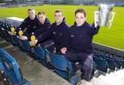 17 February 2006; DCU players, from right to left, Declan Lally, Paul Casey, vice-captain, Sean Johnston and Eoin Lennon, at a photocall to announce Club Energise as the official sports drink for the Datapac Sigerson Cup. The four remaining teams are DCU, UUJ, UCC and QUB, who will play on the 24th of February in DCU. Parnell Park, Dublin. Picture credit: Brian Lawless / SPORTSFILE