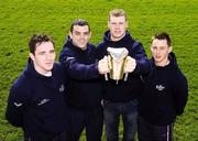 17 February 2006; DCU players, from left to right, Declan Lally, Paul Casey, vice-captain, Eoin Lennon, and Sean Johnston, at photocall to announce Club Energise as the official sports drink for the Datapac Sigerson Cup. The four remaining teams are DCU, UUJ, UCC and QUB, who will play on the 24th of February in DCU. Parnell Park, Dublin. Picture credit: Brian Lawless / SPORTSFILE