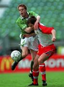 29 May 1999; Darren Patterson of Northern Ireland in action against Alan Maybury of Republic of Ireland during the international friendly match between Republic of Ireland and Northern Ireland at Lansdowne Road in Dublin. Photo by Ray McManus/Sportsfile