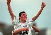 20 May 1999; Jason Byrne of Bray Wanderers celebrates after scoring the first of his two goals during the FAI Cup Final Second Replay match between Finn Harps and Bray Wanderers at Tolka Park in Dublin. Photo by David Maher/Sportsfile