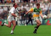 13 June 1999; Colm Quinn of Offaly in action against Willie McCreery of Kildare during the Bank of Ireland Leinster Senior Football Championship quarter-final match between Kildare and Offaly at Croke Park in Dublin. Photo by Damien Eagers/Sportsfile