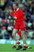 20 June 1999; Derry goalkeeper Shane O'Kane during the Bank of Ireland Ulster Senior Football Championship quarter-final match between Derry and Cavan at Casement Park in Belfast. Photo by David Maher/Sportsfile