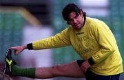 7 June 1999; Keith O'Neill stretches during a Republic of Ireland training session at Lansdowne Road in Dublin. Photo by David Maher/Sportsfile