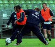 7 June 1999; Phil Babb, left, and Alan Maybury during a Republic of Ireland training session at Lansdowne Road in Dublin. Photo by David Maher/Sportsfile