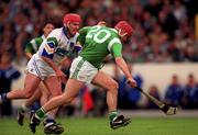 30 May 1999; TJ Ryan of Limerick in action against Stephen Frampton of Waterford during the Guinness Munster Senior Hurling Championship quarter-final match between Limerick and Waterford at Páirc Uí Chaoimh in Cork. Photo by Ray McManus/Sportsfile