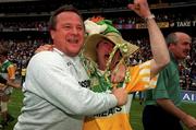 13 June 1999; Offaly manager Tommy Lyons celebrates with a supporter following the Bank of Ireland Leinster Senior Football Championship quarter-final match between Kildare and Offaly at Croke Park in Dublin. Photo by Damien Eagers/Sportsfile
