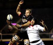 17 February 2006; Justin Harrison, Ulster, is tackled by Dave Dudley, Edinburgh Gunners. Celtic League 2005-2006, Edinburgh Gunners v Ulster, Rodney Parade, Newport, Wales. Picture credit: Gordon Fraser / SPORTSFILE