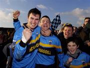 19 February 2006; Finian Hanley, left, and Sean Armstrong, Salthill Knocknacarra, celebrate at the end of the game. AIB All-Ireland Club Football Championship, Semi-Final, Salthill Knocknacarra v Kilmacud Crokes, Pearse Park, Longford. Picture credit: Damien Eagers / SPORTSFILE