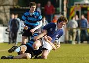 19 February 2006; Neil Cowhey, St Mary's, is tackled by Tom Walsh, Castleknock. Leinster Schools Senior Cup, St Mary's v Castleknock, Donnybrook, Dublin. Picture credit: Ciara Lyster / SPORTSFILE
