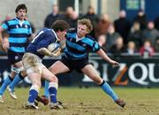 19 February 2006; Padraig Lalor, St Mary's, is tackled by Eoin Cummins, Castleknock. Leinster Schools Senior Cup, St Mary's v Castleknock, Donnybrook, Dublin. Picture credit: Ciara Lyster / SPORTSFILE