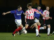 20 February 2006; Pat Mc Court, Derry City, in action against Pat Mc Shane, Linfield. Setanta Cup, Group 2, Linfield v Derry City, Windsor Park, Belfast. Picture credit: Oliver McVeigh / SPORTSFILE