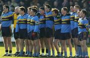 19 February 2006; The Salthill Knocknacarra team stand for the national anthem Amhrain na bhFiann . AIB All-Ireland Club Football Championship, Semi-Final, Salthill Knocknacarra v Kilmacud Crokes, Pearse Park, Longford. Picture credit: Damien Eagers / SPORTSFILE