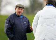 22 February 2006; Michael 'Babs' Keating, UCD manager in conversation with an umpire before the game. Datapac Fitzgibbon Cup, Quarter-Final, UL v UCD, University of Limerick Grounds, Limerick. Picture credit: Kieran Clancy / SPORTSFILE