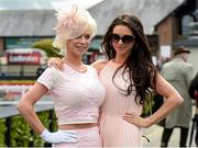 1 May 2014; Twin sisters Christine, left, and Elizabeth Mulhern, from Naas, Co. Kildare, ahead of the day's races. Punchestown Racecourse, Punchestown, Co. Kildare. Picture credit: Matt Browne / SPORTSFILE