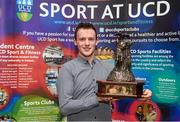 1 May 2014; Darren Doherty, UCD Karate Club, with the Gerry Horkan Club Administrator of the Year award during the UCD Sports Awards 2013/2014. Astra Hall, UCD, Belfield, Dublin. Picture credit: Stephen McCarthy / SPORTSFILE