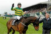 2 May 2014; Jockey Tony McCoy celebrates after winning the Racing Post Champion Hurdle aboard Jezki. Punchestown Racecourse, Punchestown, Co. Kildare. Picture credit: Matt Browne / SPORTSFILE