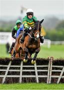 2 May 2014; Jezki, with Tony McCoy up, jumps the first ahead of Hurricane Fly, with Ruby Walsh up, and Steps To Freedom, with Robbie Power up, on their way to winning the Racing Post Champion Hurdle. Punchestown Racecourse, Punchestown, Co. Kildare. Picture credit: Barry Cregg / SPORTSFILE