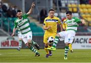 2 May 2014; Robert Bayly, Shamrock Rovers, in action against Jason Hughes, Limerick FC. Airtricity League Premier Division, Shamrock Rovers v Limerick FC, Tallaght Stadium, Tallaght, Co. Dublin. Picture credit: Ramsey Cardy / SPORTSFILE