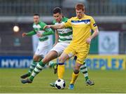 2 May 2014; Rory Gaffney, Limerick FC, in action against Jason McGuinness, Shamrock Rovers. Airtricity League Premier Division, Shamrock Rovers v Limerick FC, Tallaght Stadium, Tallaght, Co. Dublin. Picture credit: Ramsey Cardy / SPORTSFILE