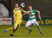 2 May 2014; Rory Gaffney, Limerick FC, in action against Simon Madden, Shamrock Rovers. Airtricity League Premier Division, Shamrock Rovers v Limerick FC, Tallaght Stadium, Tallaght, Co. Dublin. Picture credit: Ramsey Cardy / SPORTSFILE