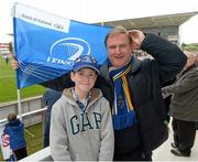 2 May 2014; Leinster supporters Jonathan Doherty with his father Ivan, from Dublin, at the game. Celtic League 2013/14, Round 21, Ulster v Leinster, Ravenhill Park, Belfast, Co. Antrim. Picture credit: Oliver McVeigh / SPORTSFILE