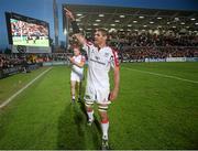 2 May 2014; Ulster captain Johann Muller, and Tom Court, after his final home appearance for Ulster. Celtic League 2013/14, Round 21, Ulster v Leinster, Ravenhill Park, Belfast, Co. Antrim. Picture credit: John Dickson / SPORTSFILE