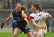 3 May 2014; Nicole Kelly, Antrim, in action against Laura Fleming, Roscommon. TESCO Ladies National Football League Division 4 Final, Antrim v Roscommon, O'Connor Park, Tullamore, Co. Offaly. Picture credit: Ray McManus / SPORTSFILE