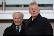 2 May 2014; Peter Robinson, MLA First Minister Northern Ireland, right, and former British & Irish Lions, Ireland and Ulster player Jack Kyle, OBE. Celtic League 2013/14, Round 21, Ulster v Leinster. Ravenhill Park, Belfast, Co. Antrim. Picture credit: Stephen McCarthy / SPORTSFILE